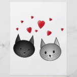 Cute Black and Grey Cats, with Hearts. Flyers
