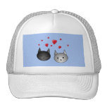 Cute Black and Grey Cats, with Hearts. Hat