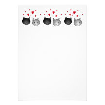 Cute Black and Grey Cats, with Hearts. Announcement