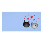 Cute Black and Grey Cats, with Hearts. Custom Photo Card