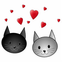 Cute Black and Grey Cats, with Hearts. Photo Sculpture