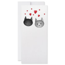 Cute Black and Grey Cats, with Hearts. Rack Cards