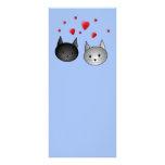 Cute Black and Grey Cats, with Hearts. Personalized Rack Card
