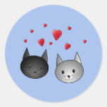 Cute Black and Grey Cats, with Hearts. Sticker