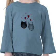 Cute Black and Grey Cats, with Hearts. T Shirts