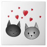 Cute Black and Grey Cats, with Hearts. Tiles