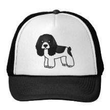 Cute Black and White Cocker Spaniel Cartoon Hat