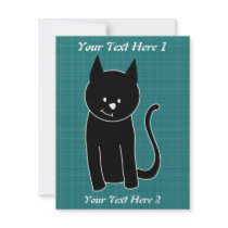 Cute Black Cat Custom Invites