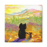 Cute Black Cat Mouse Sunrise Desert Creationarts