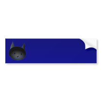 Cute Black Cat on deep midnight blue. Bumper Sticker