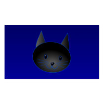 Cute Black Cat on deep midnight blue. Business Card Templates