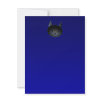 Cute Black Cat on deep midnight blue. Personalized Invitation