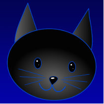 Cute Black Cat on deep midnight blue. Photo Cut Out