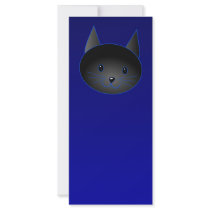 Cute Black Cat on deep midnight blue. Customized Rack Card