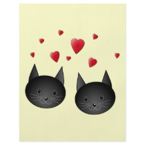 Cute Black Cats with Hearts, on cream. Personalized Flyer