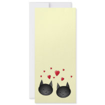 Cute Black Cats with Hearts, on cream. Personalized Invitation