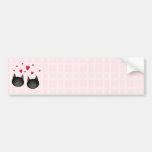 Cute Black Cats with Hearts, on pale pink. Bumper Sticker