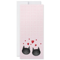 Cute Black Cats with Hearts, on pale pink. Custom Personalized Announcement