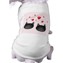 Cute Black Cats with Hearts, on pale pink. Doggie Tee