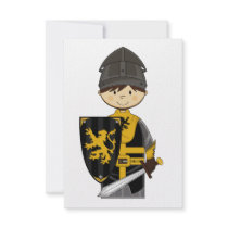 Cute Black Crusader Knight RSVP Card