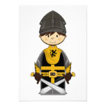 Cute Black Crusader Knight RSVP Card Personalised Invitation