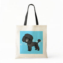 Cute Black Poodle Cartoon Canvas Bags