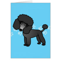 Cute Black Poodle Cartoon Cards