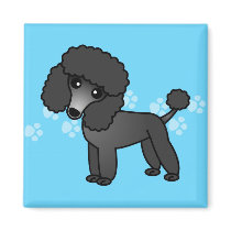 Cute Black Poodle Cartoon Refrigerator Magnets
