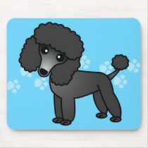 Cute Black Poodle Cartoon Mousepads