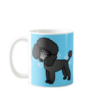 Cute Black Poodle Cartoon Mug