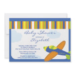 Cute Blue Aeroplane Boy Baby Shower Invitation