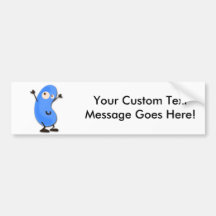 Cute Blue Bean Monster Bumper Stickers