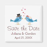 Cute blue bird bride groom save the date magnet