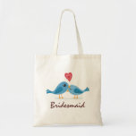 Cute blue bird couple love cartoon bridesmaid bag