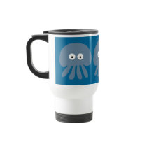 Cute Blue Cartoon Jellyfish / Octopus Custom Mugs