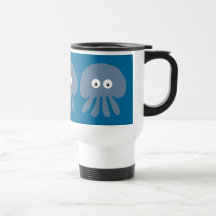 Cute Blue Cartoon Jellyfish / Octopus Custom Mugs