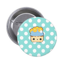 Cute blue cupcake button botones