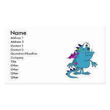 cute blue dragon monster creature business card templates