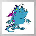 cute blue dragon monster creature posters