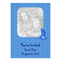 Cute Blue Dragon Your Photo Invitation