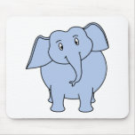 Cute Blue Elephant Cartoon, on White. Custom mousepads
