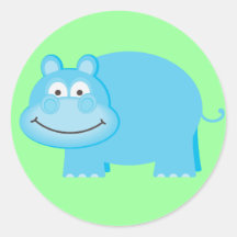 Cute Blue Hippo Stickers