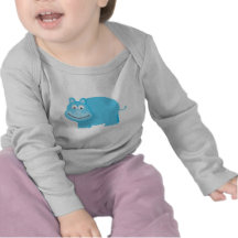 Cute Blue Hippo Tee Shirts