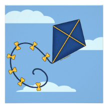 Cute Blue Kite Invitations