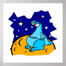 Cute Blue Martian Print