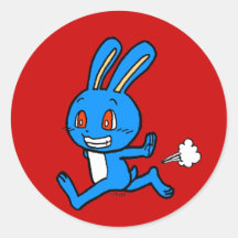 Cute blue rabbit running stickers