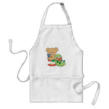 Cute Book Worm and Reading Bear Apron