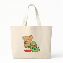 Cute Book Worm and Reading Bear Tote Bags