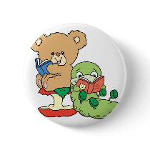 Cute Book Worm and Reading Bear Pins