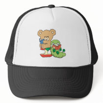 Cute Book Worm and Reading Bear Trucker Hat
